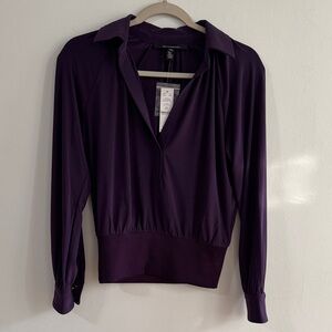 White House Black Market Rich Purple Blouse